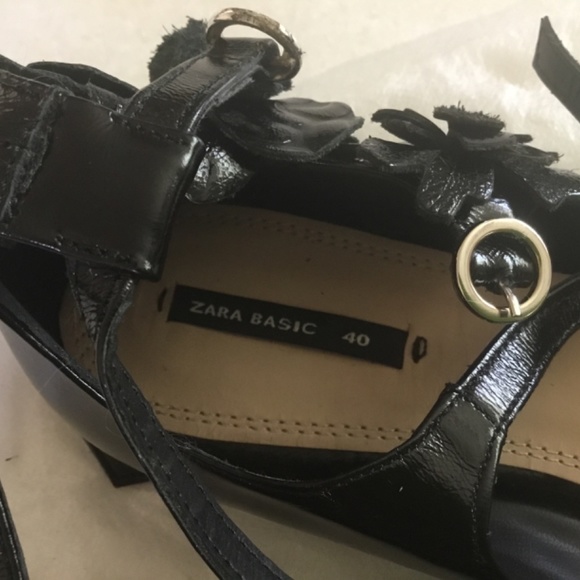 New Zara Basics Black  leather with  leather 🌸 pointy flats - Picture 7 of 7